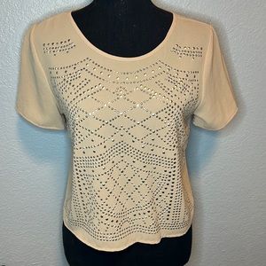 A’GACI Small cream bedazzled blouse